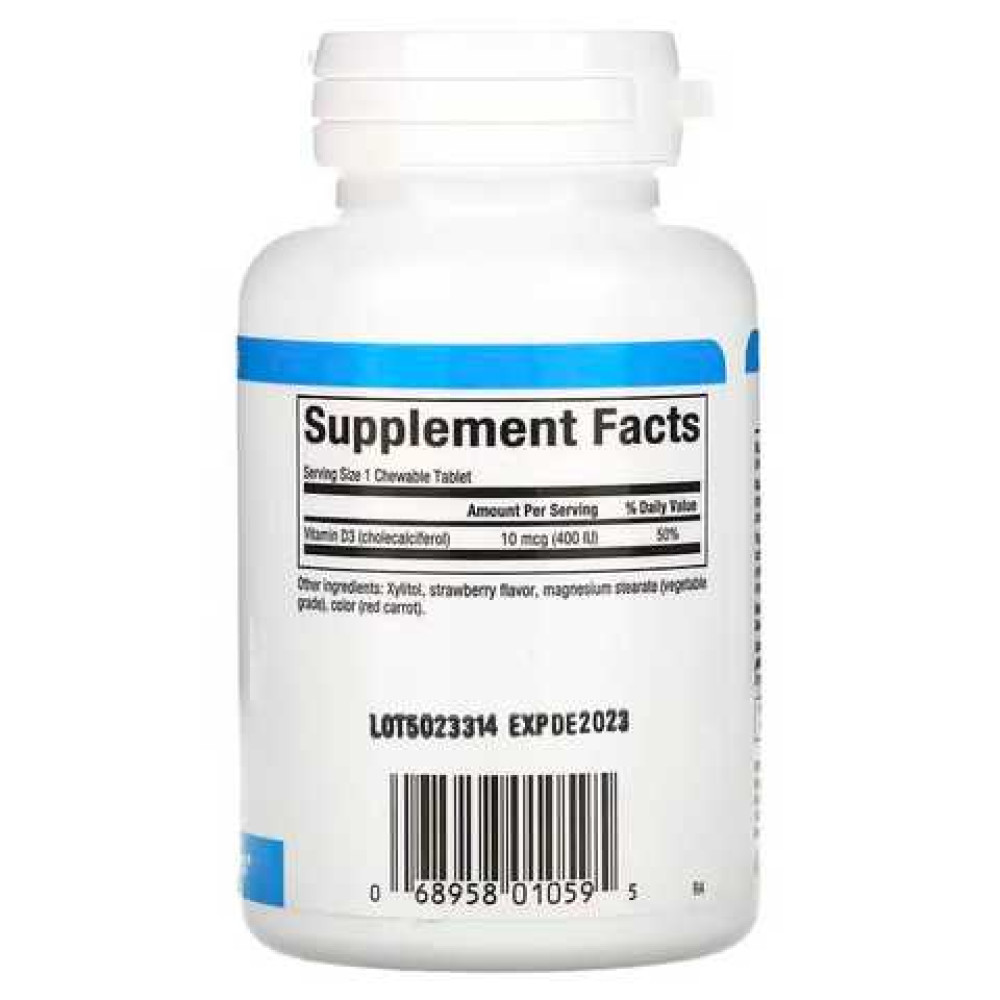 Natural Factors Vitamin D3 for Kids 10 mcg (400 IU) 100 жувальних таблеток