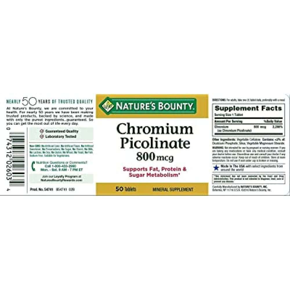 Natures Bounty Chromium Picolinate 800 mcg