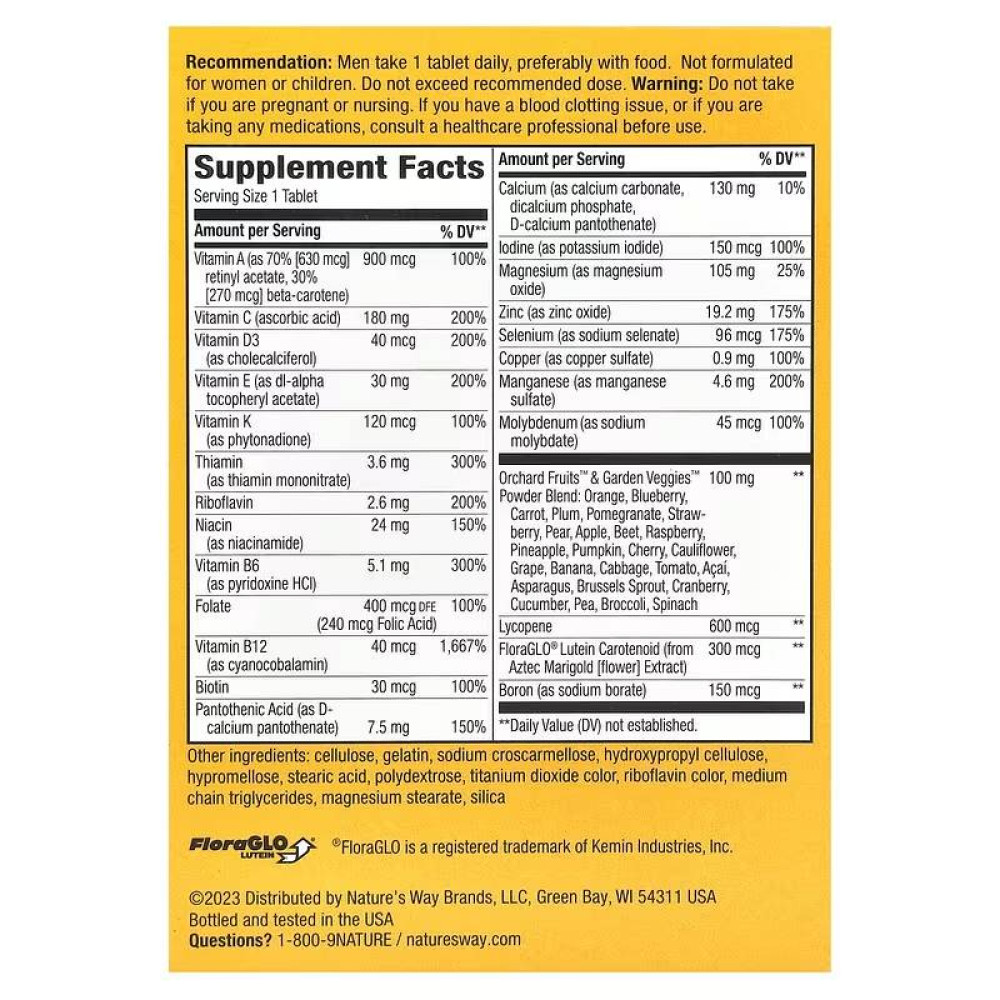 Nature's Way Alive! men's 50+ complete multivitamin 50 таблеток