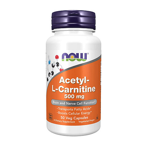 Фото NOW Acetyl-L-Carnitine 500 mg 50 капсул