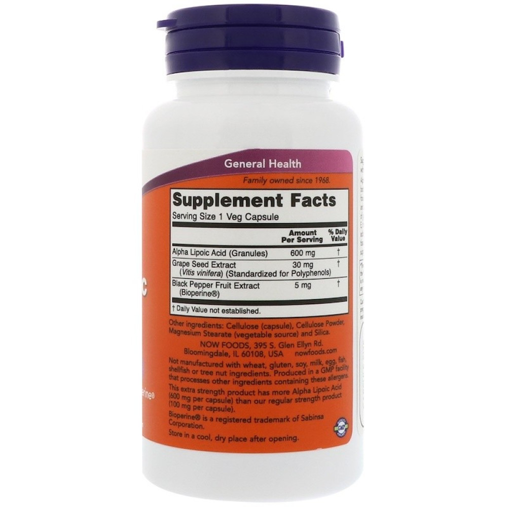 NOW Alpha Lipoic Acid 600 mg Extra Strength