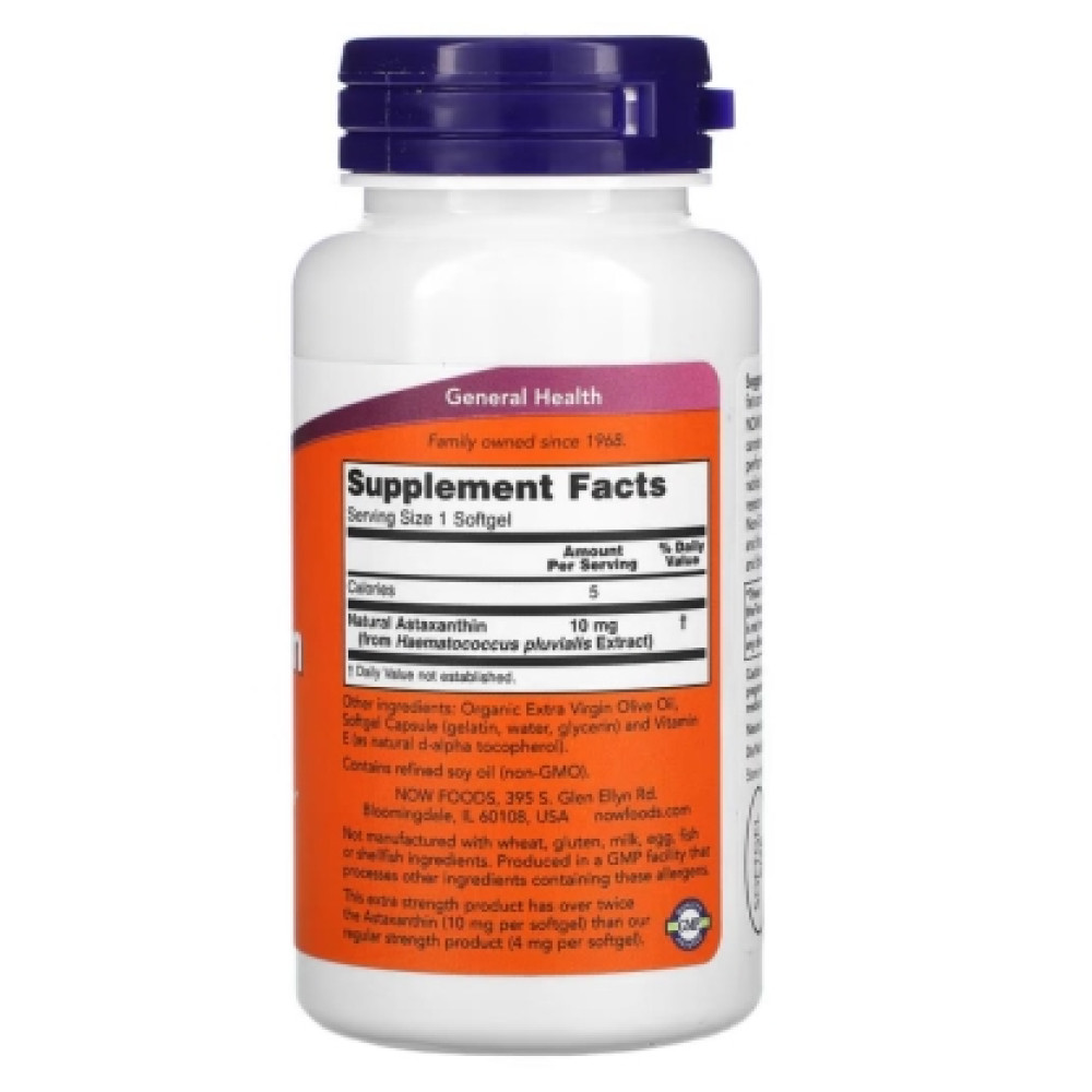 NOW Astaxanthin 10 mg 60 капсул