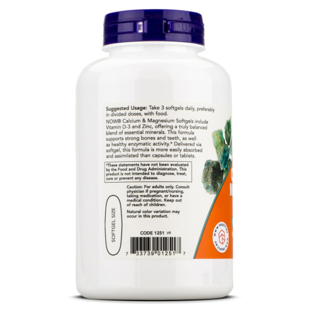 NOW Calcium & Magnesium Softgels with vit. D and Zinc