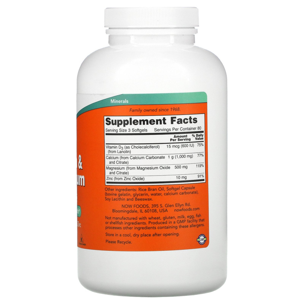 NOW Calcium & Magnesium Softgels with vit. D and Zinc