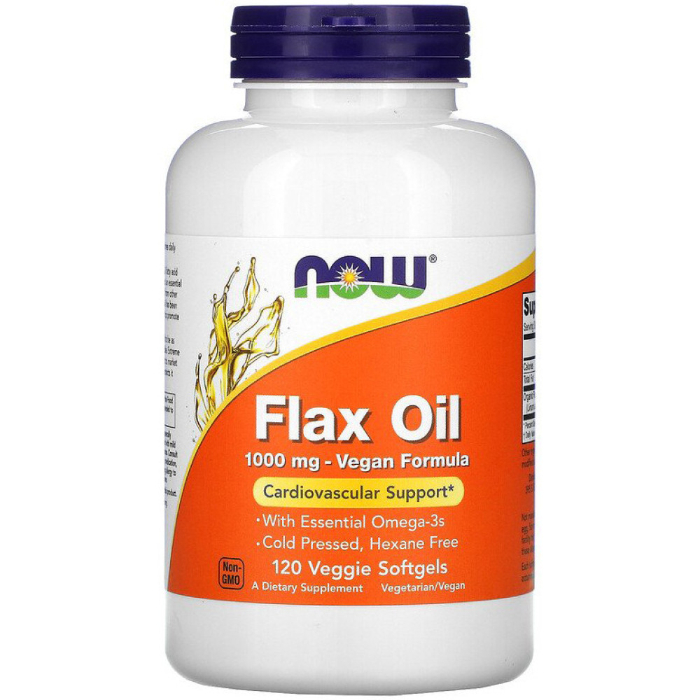 NOW Flax Oil 1000 mg Vegan Formula 120 капсул