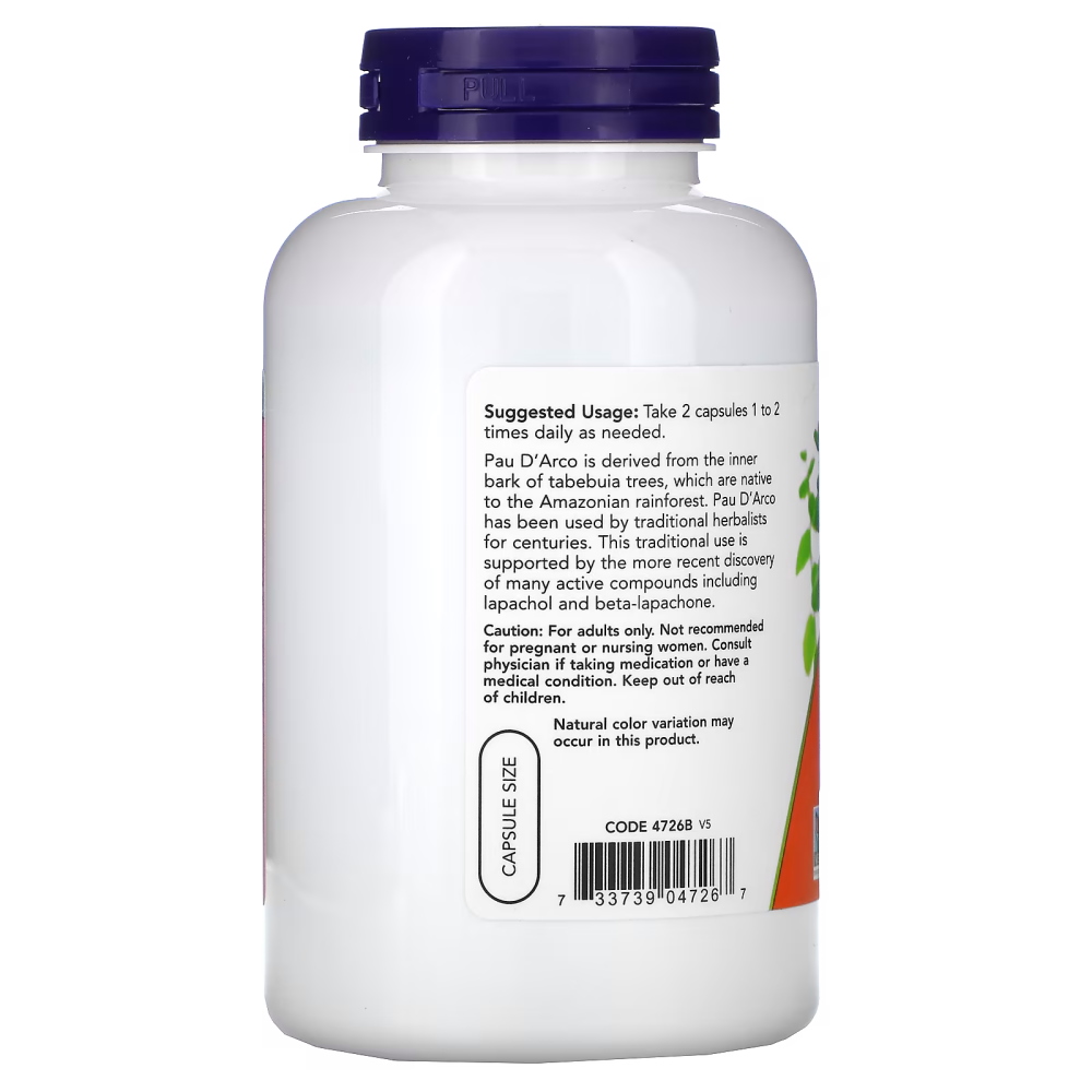 NOW Pau D'Arco 500 mg of Innewr Bark