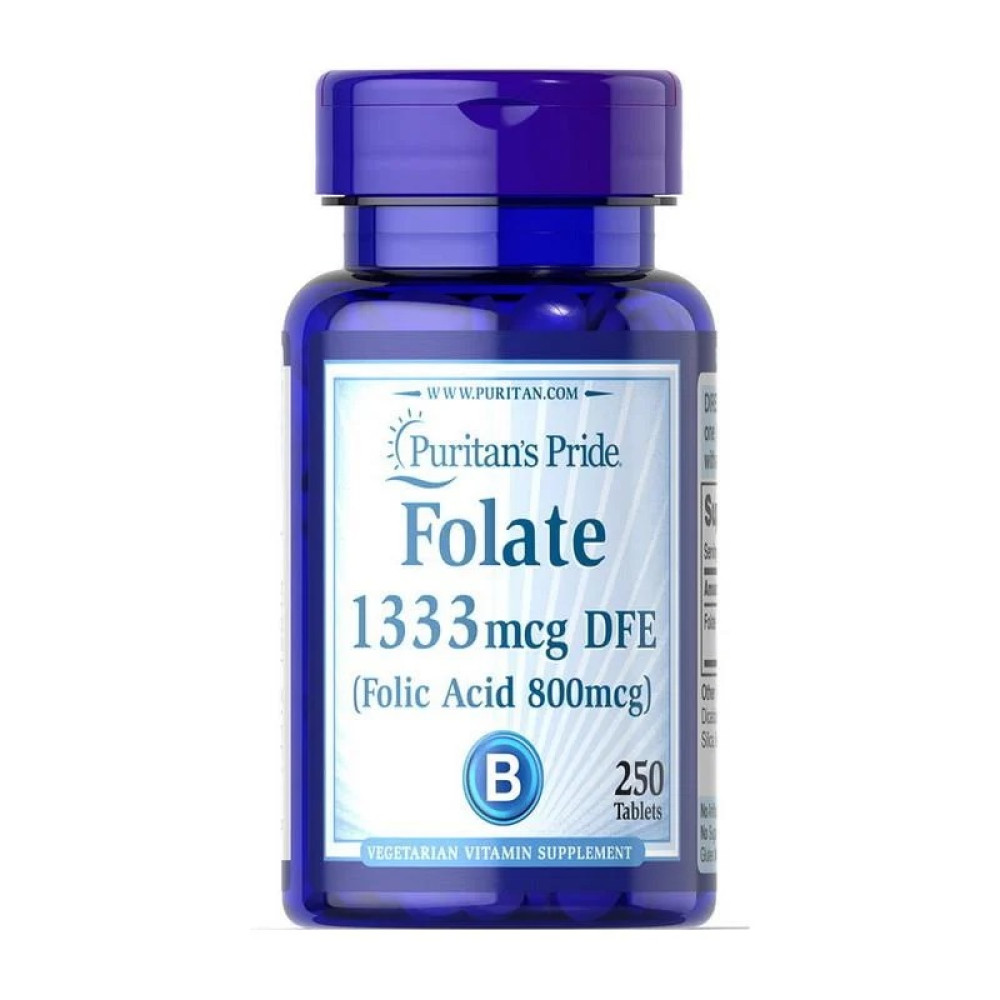 Puritan's Pride Folate 1333 mcg DFE (Folic Acid 800 mcg) 250 таблеток