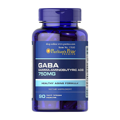 Фото Puritan's Pride GABA (Gamma Aminobutyric Acid) 750 mg 90 капсул
