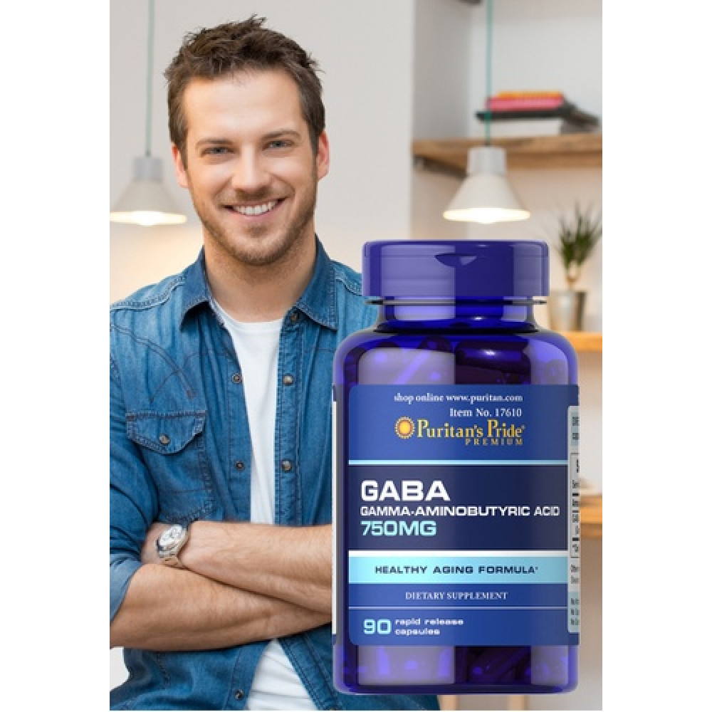 Puritan's Pride GABA (Gamma Aminobutyric Acid) 750 mg 90 капсул
