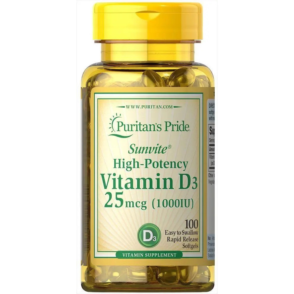Puritans Pride Vitamin D3 1000 IU 25 mcg 100 капсул