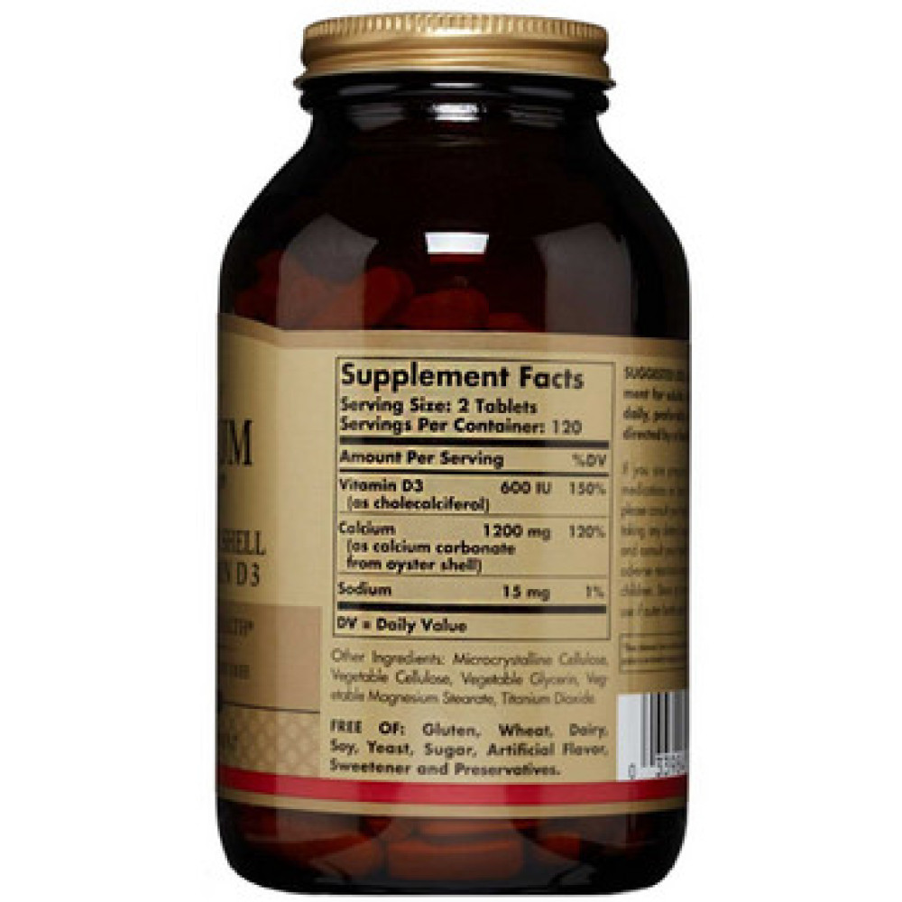 Solgar Calcium 600 From Oyster Shell with vitamin D3