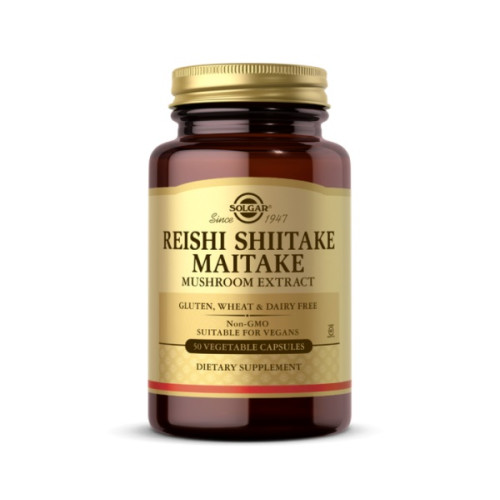 Фото Solgar Reishi Shiitake Maitake Mushroom Extract 50 капсул