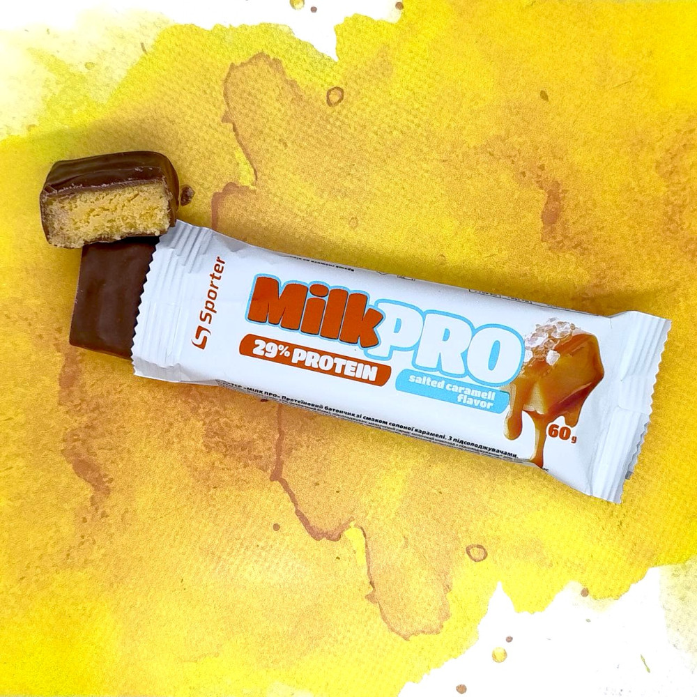 Sporter Milk Pro 29% Protein 60 грамм 10 батончиков по 60 грамм, Salted Caramel (солёная карамель)