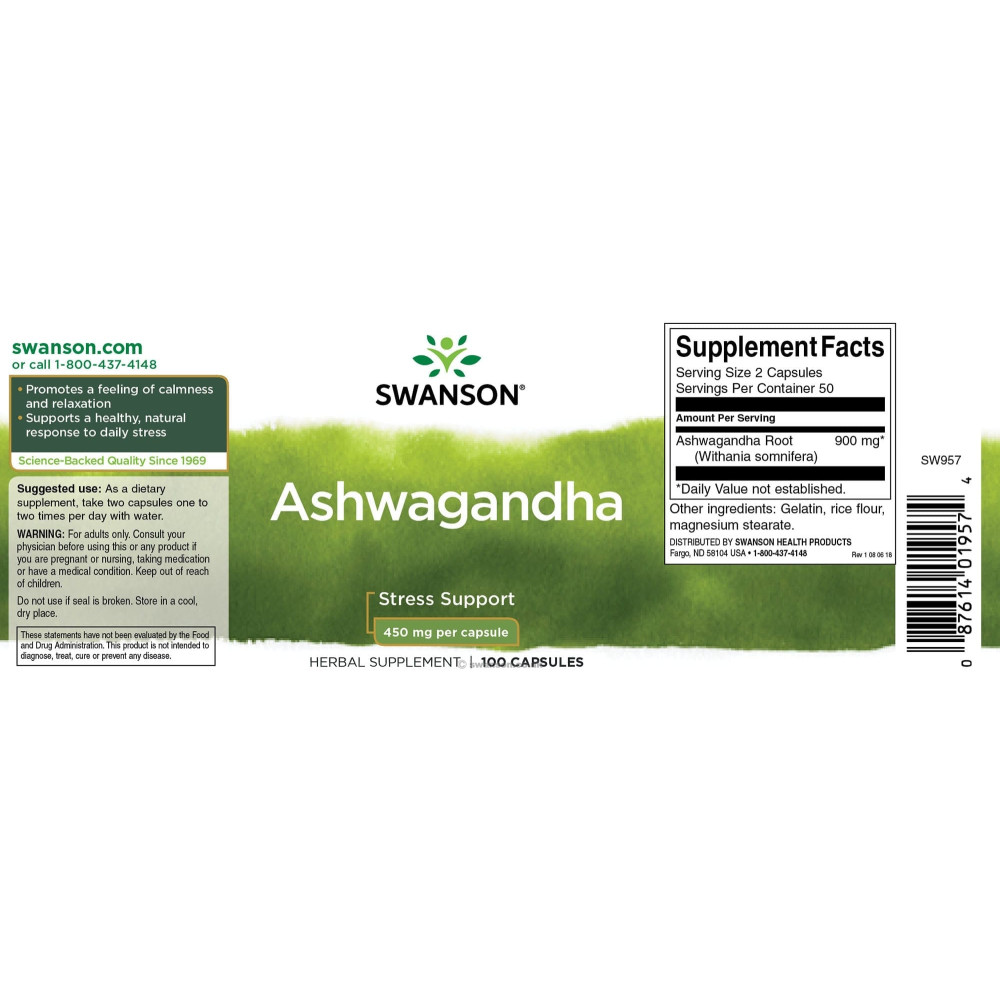Swanson Ashwagandha 450 mg 100 капсул