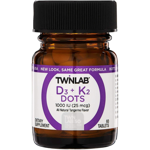 Фото Twinlab D3 Dots + K2 All-Natural Tangerine 1000 IU (25 mcg)