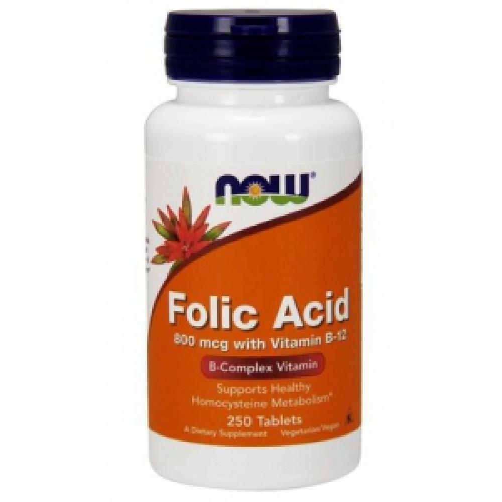 NOW Folic Acid 800 mcg with Vitamin B12 250 таблеток