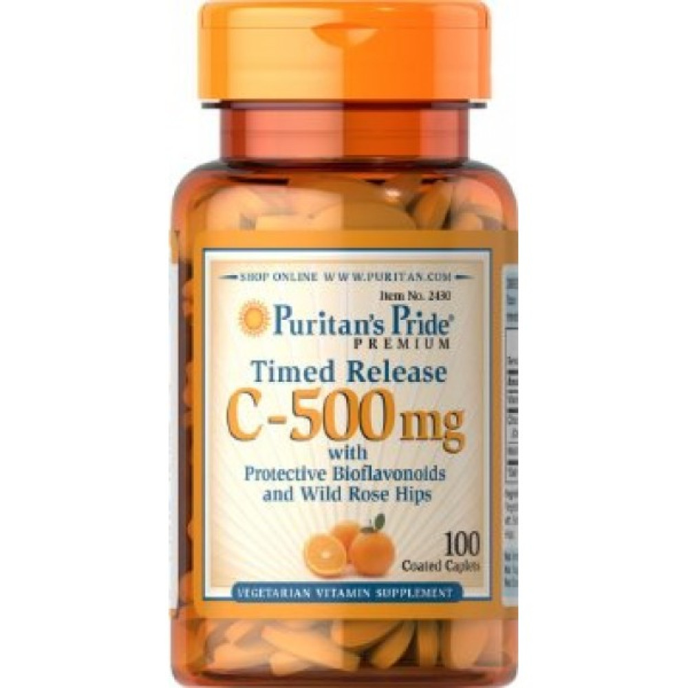 Puritan's Pride Vitamin C-500 mg з Rose Hips Time Release, вітамін ц
