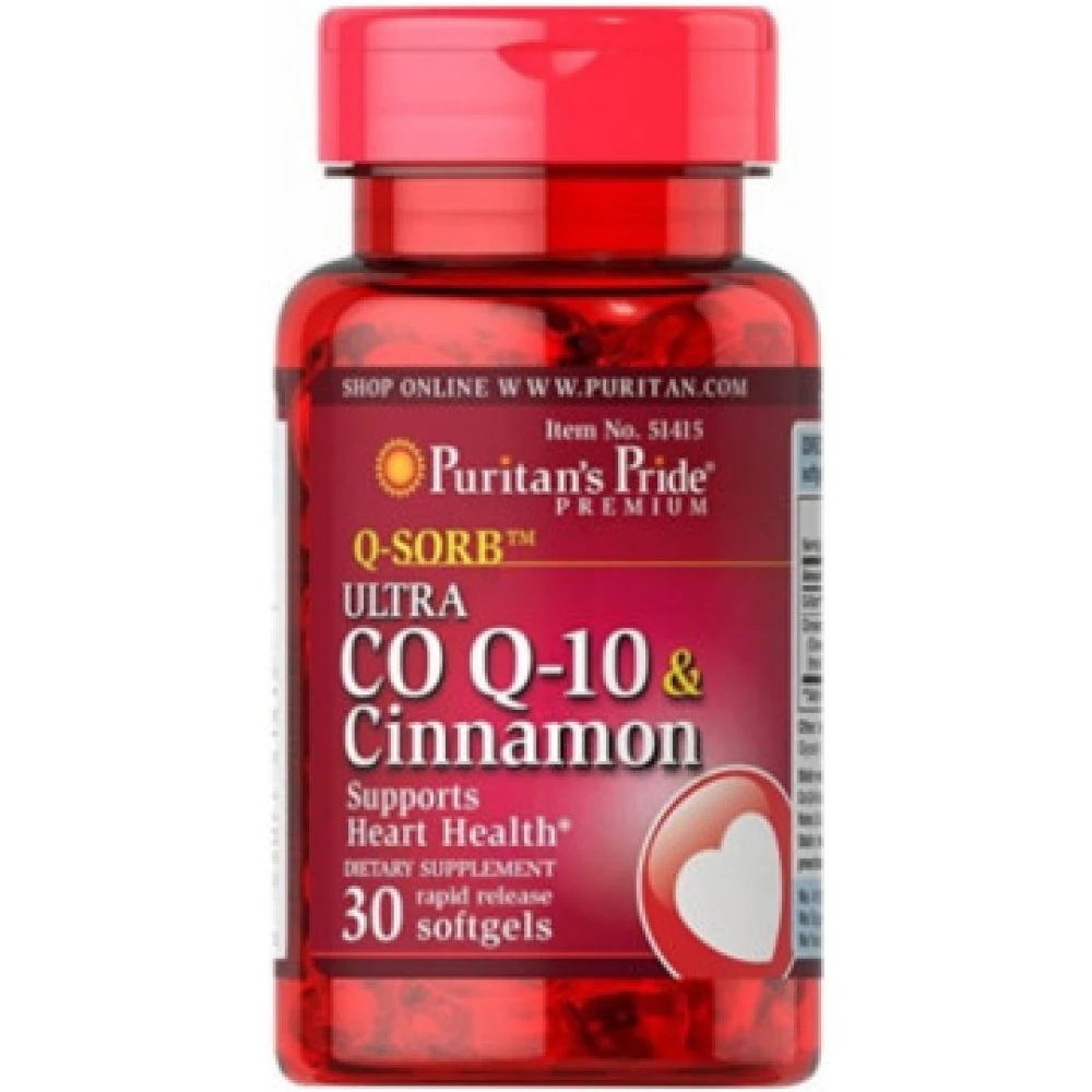 Puritan's Pride Q-SORB Ultra Co Q-10 120 mg & Cinnamon, коензим Q-10 та екстракт кориці