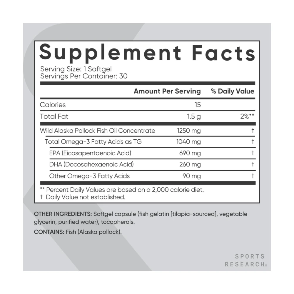 Sport Research Alaskan Omega-3 Fish Oil 1250mg
