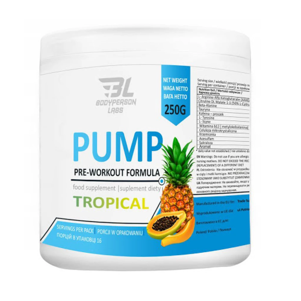 Bodyperson Labs Pump Pre-Workout Formula 250 грамм, Tropical Fruit (тропические фрукты)