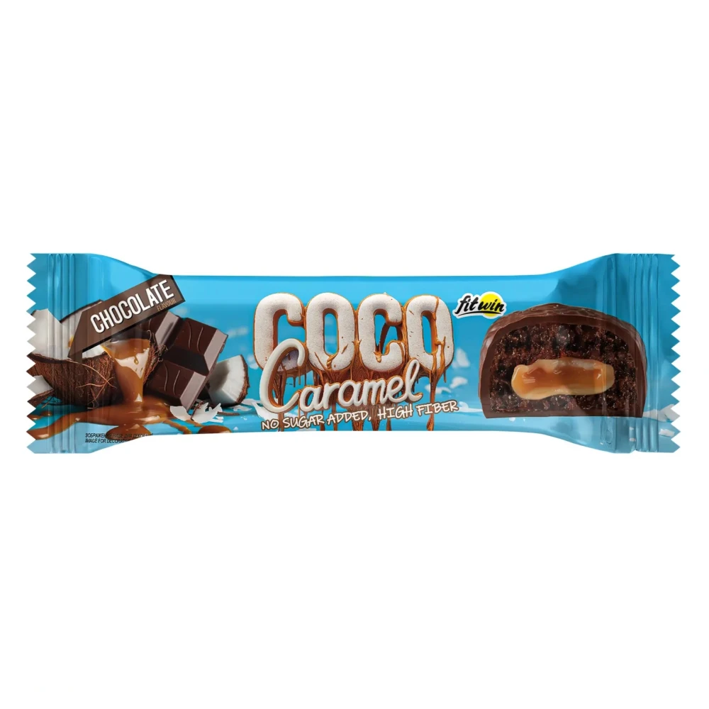 FitWin Coco Caramel - 20x40 грамм 20 батончиков по 45 грамм, Chocolate (шоколад)