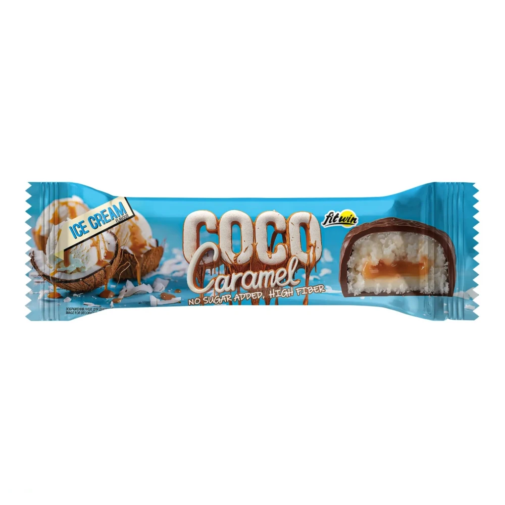 FitWin Coco Caramel - 20x40 грамм 20 батончиков по 45 грамм, Ice Cream (мороженое)