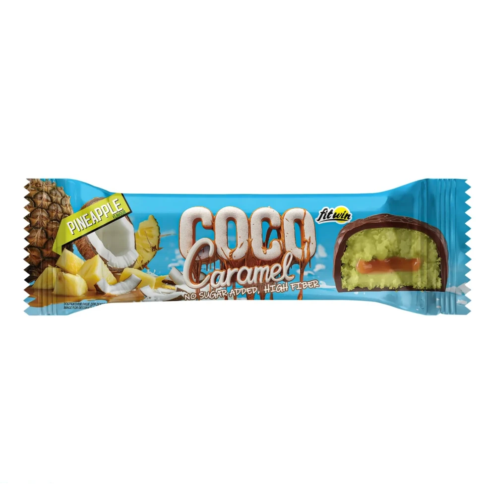 FitWin Coco Caramel - 20x40 грамм 20 батончиков по 45 грамм, Pineapple (ананас)