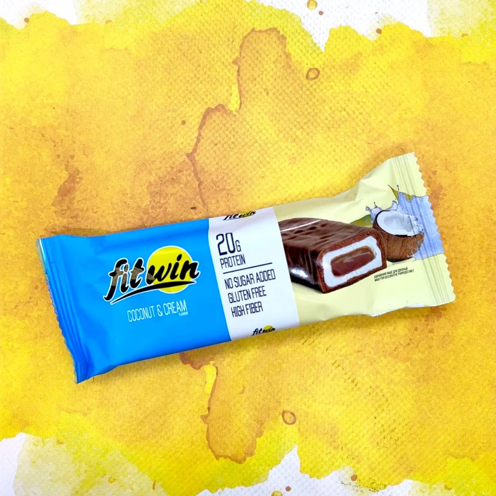 FitWin батончики 20g Protein Bar 12x60 грамм 12 батончиков по 60 грамм, Coconut (кокос)