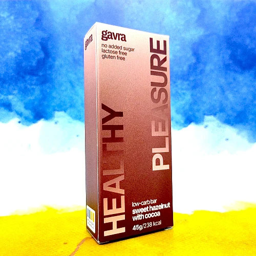 Фото Gavra healthy snacks Low carb bar 10х45 грам 10 батончиків по 45 грам, Chocolate Hazelnut (шоколад із фундуком)