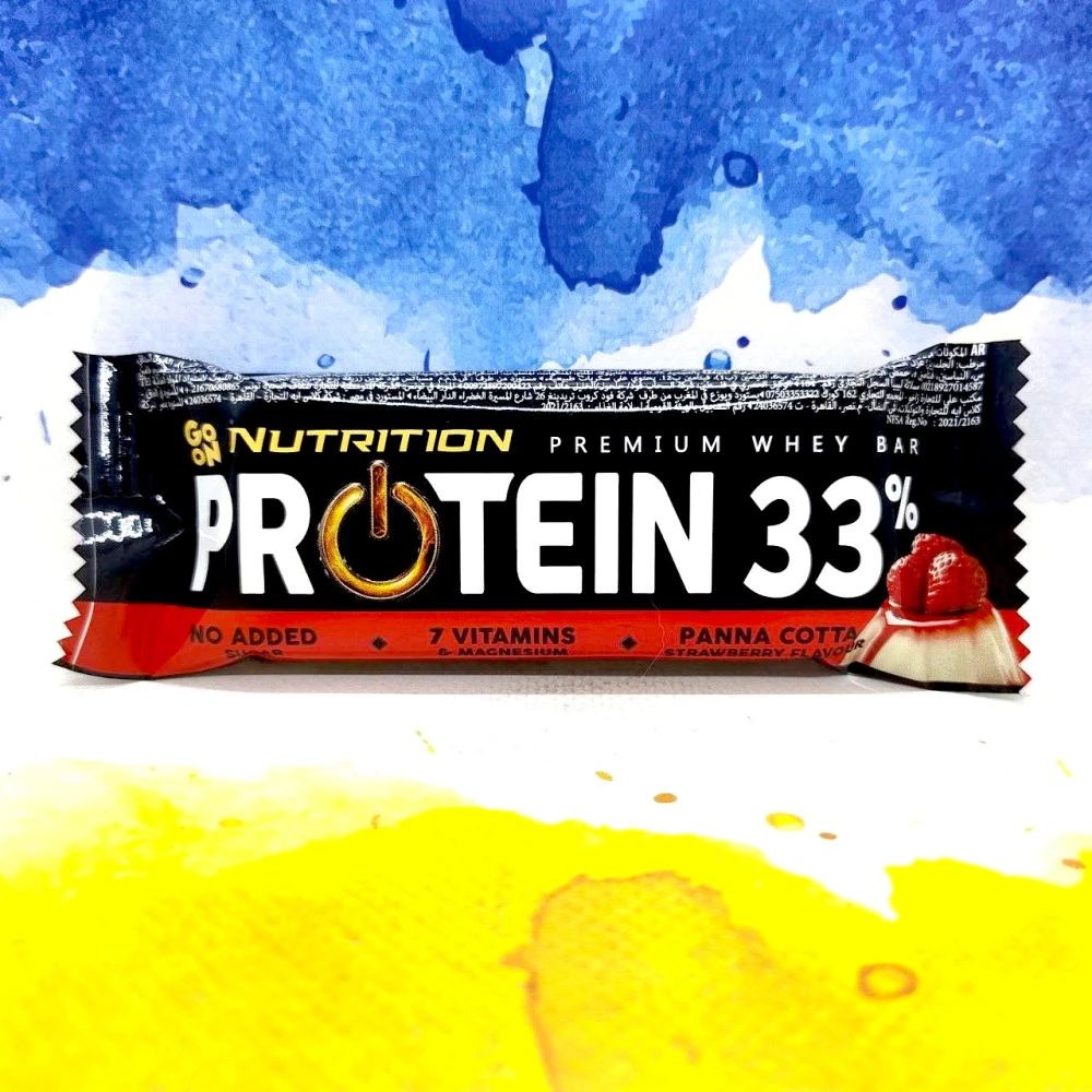 Protein 33 батончик от GoOn Nutrition 10 батончиков по 50 грамм, Panna Cotta Strawberry (клубничная панна-котта)