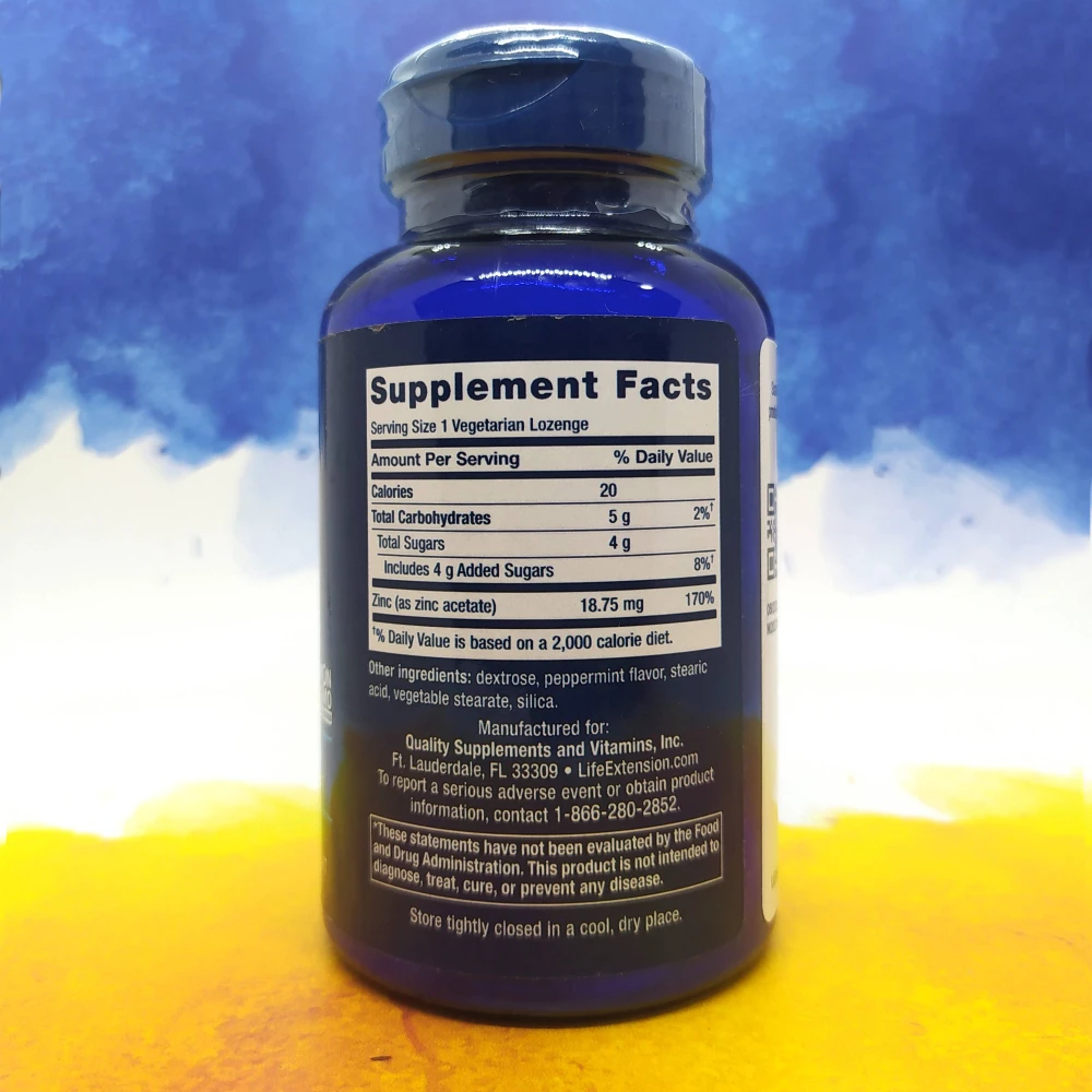 Life Extension Enhanced Zinc Lozenges 30 вегетаріанських пастилок