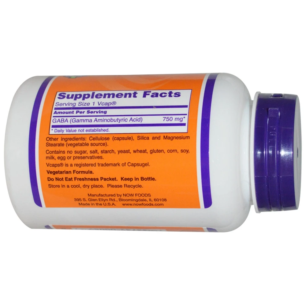 NOW GABA 750 mg 100 капсул