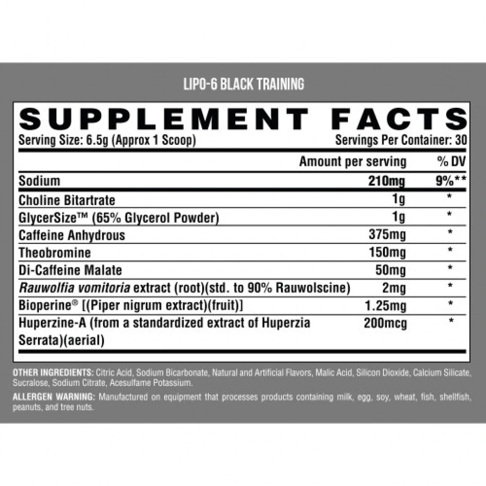 Nutrex Research Lipo 6 Black Training Pre-Workout 30 порцій