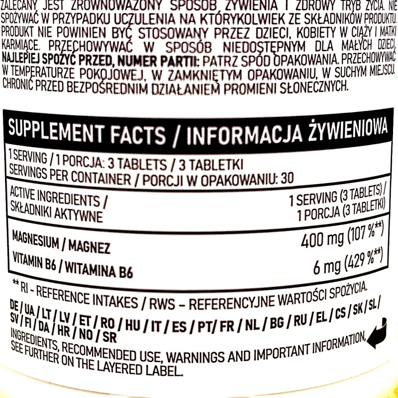 Ostrovit Magnesium Citrate 400 mg + B6 90 таблеток