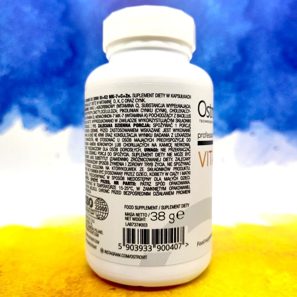 Ostrovit Vitamin D3 2000 IU + K2 MK-7 + VC + Zinc 60 капсул
