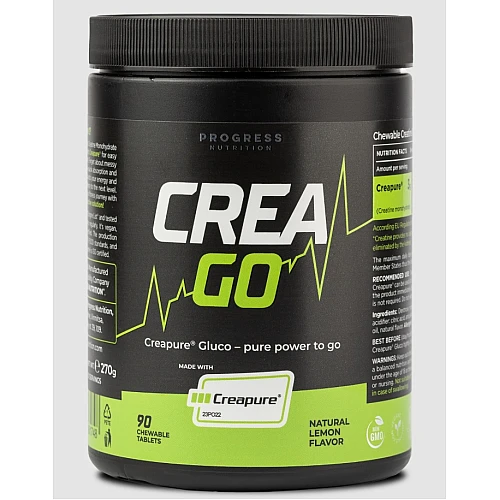 Фото Progress Nutrition CreaGO Creapure® Gluco 90 жувальних таблеток