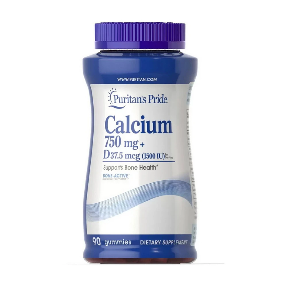 Puritan's Pride Calcium 750 mg + D 37,5 mcg 90 жувальних таблеток