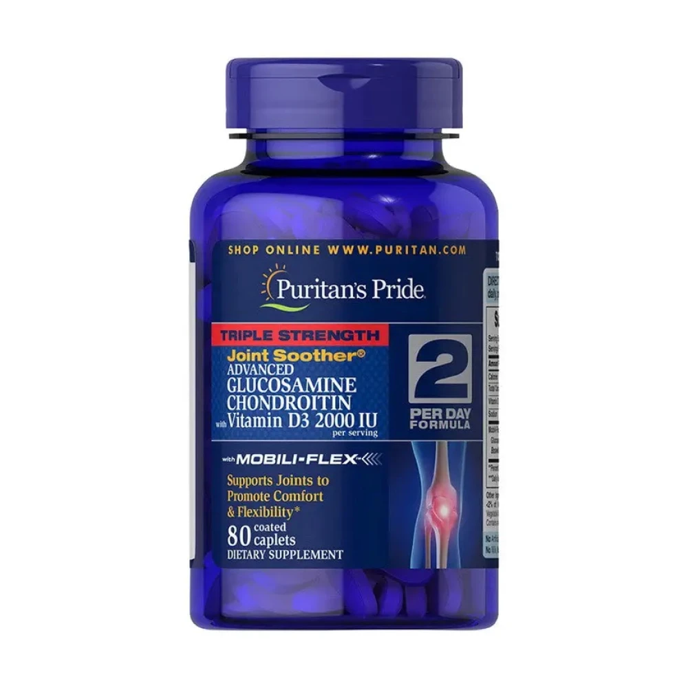 Puritans Pride Triple Strength Glucosamine & Chondroitin with Vitamin D3 2000 IU 80 таблеток