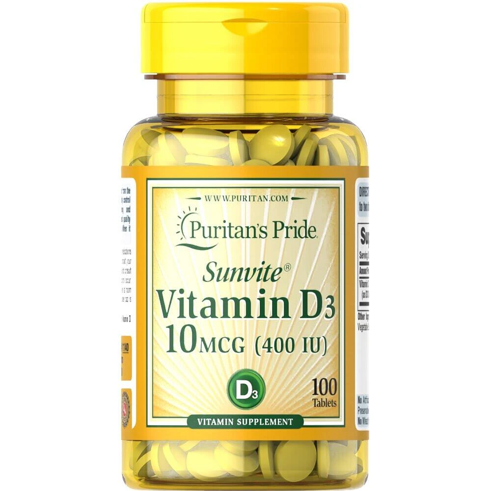 Puritan's Pride Vitamin D3 10 mcg (400 IU) 250 таблеток