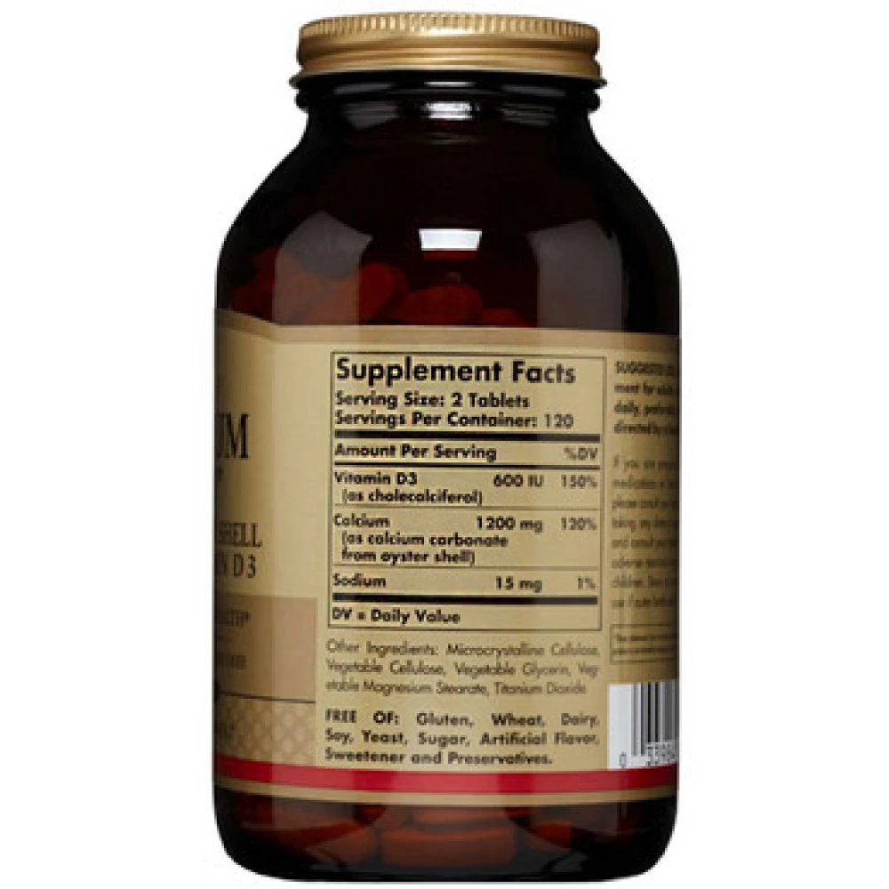Solgar Calcium 600 From Oyster Shell with vitamin D3