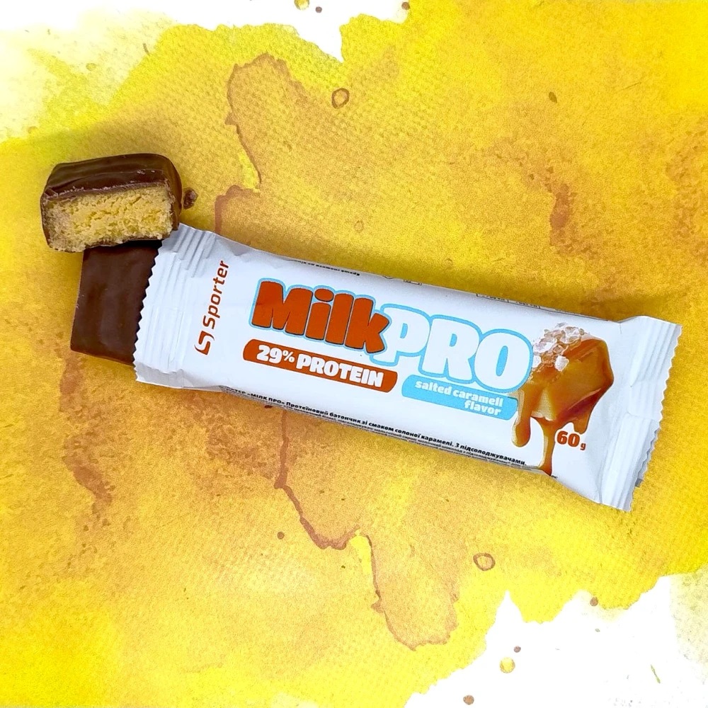 Sporter Milk Pro 29% Protein 60 грамм 10 батончиков по 60 грамм, Salted Caramel (солёная карамель)