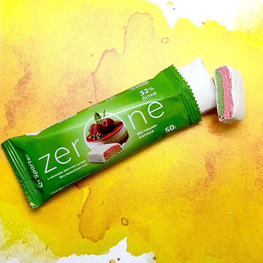 Sporter Zero One 10 батончиків по 50 грам, Pistachio-Raspberry (фісташка з малиною)