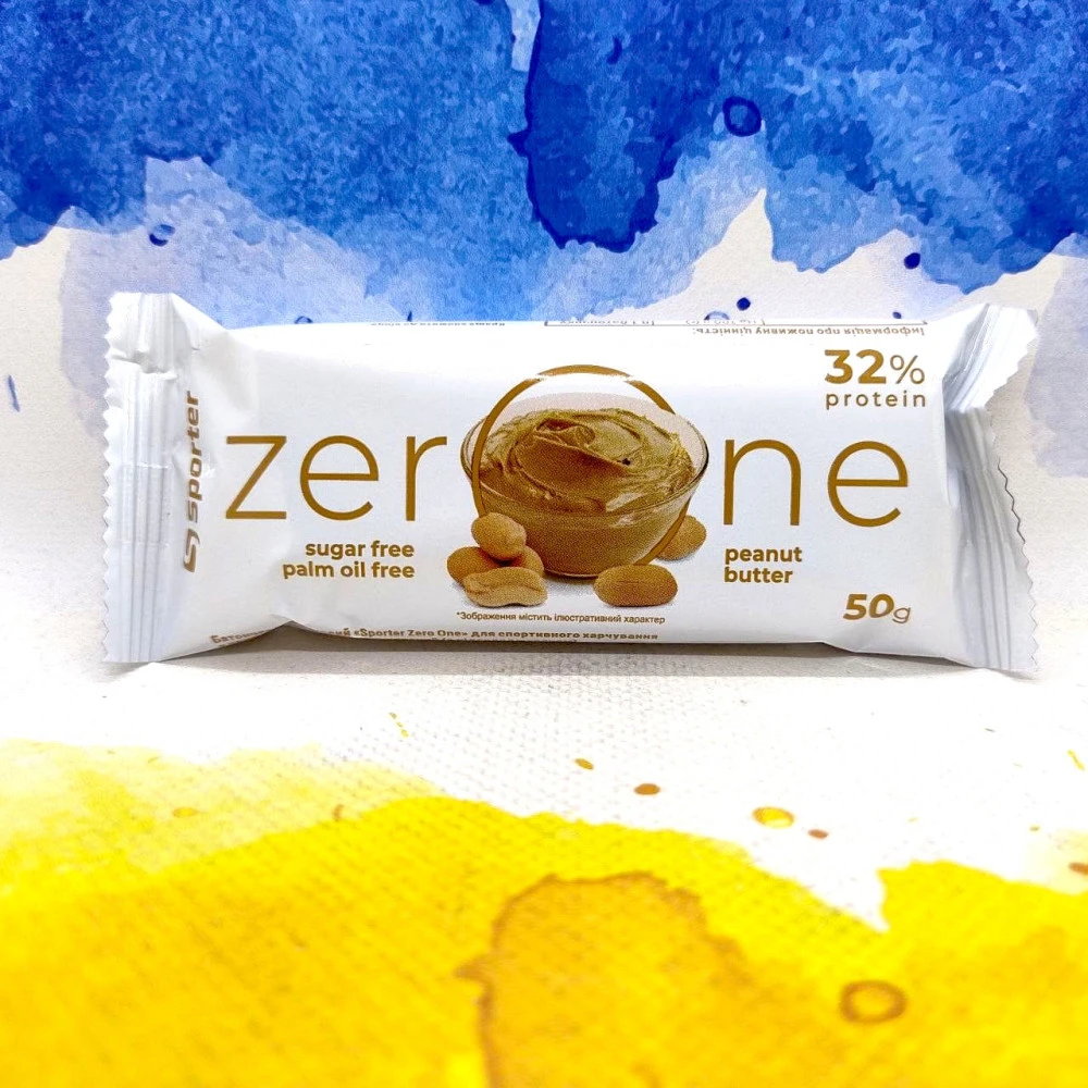 Sporter Zero One 10 батончиків по 50 грам, Peanut Butter (арахісова паста)