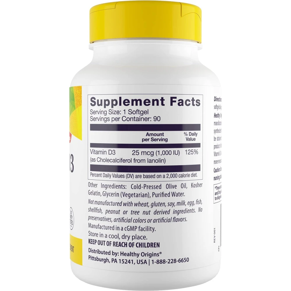 Healthy Origins Vitamin D3 1000 МЕ