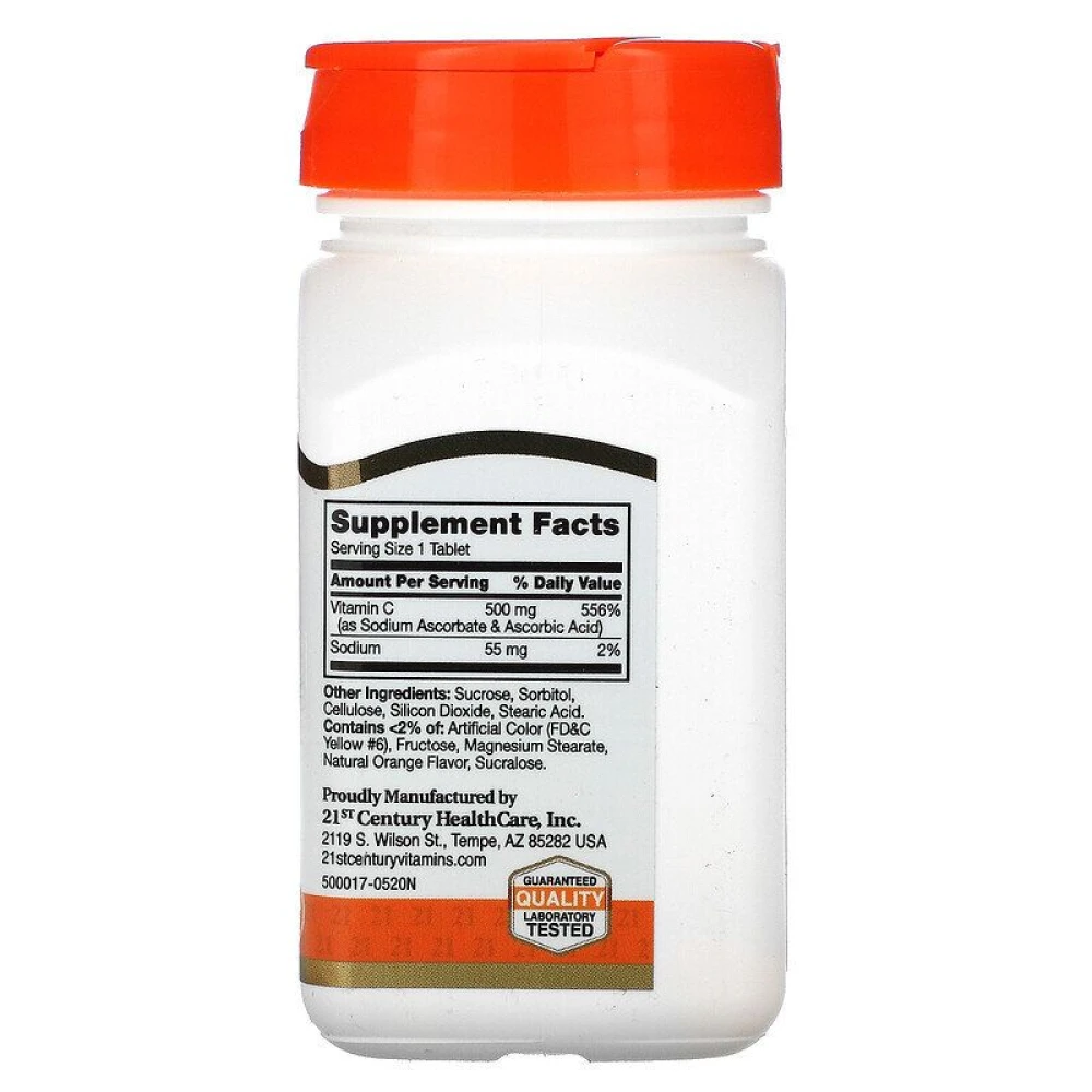 21st Century Chewable C Orange Flavor 500 mg