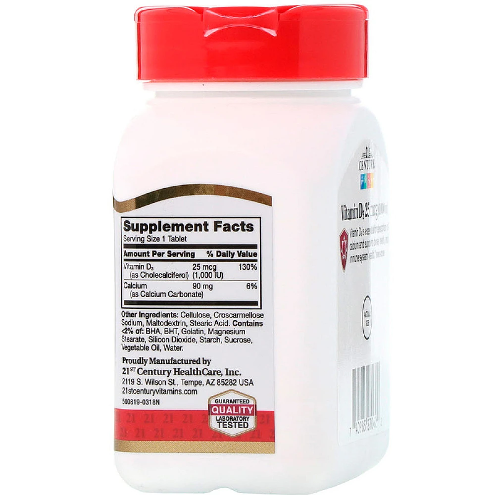 21st Century Vitamin D3 High Potency 1000 IU