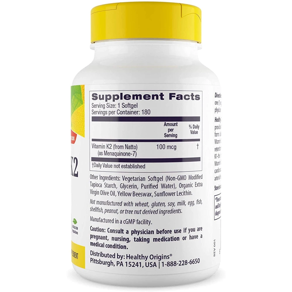 Healthy Origins Vitamin K2 as MK-7 Natural 100 mcg
