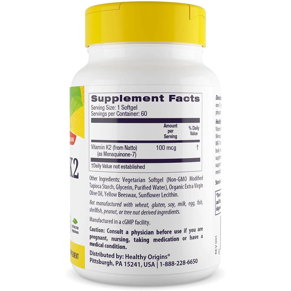 Healthy Origins Vitamin K2 as MK-7 Natural 100 mcg