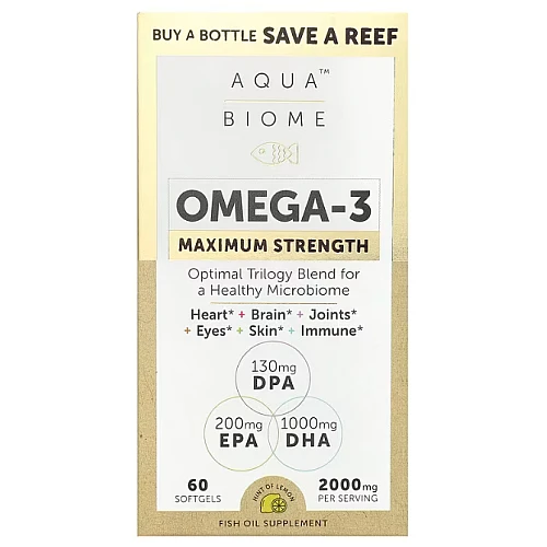 Фото Enzymedica Aqua Biome Omega-3 Maximum Strength Lemon 2000 mg 60 Softgels (1