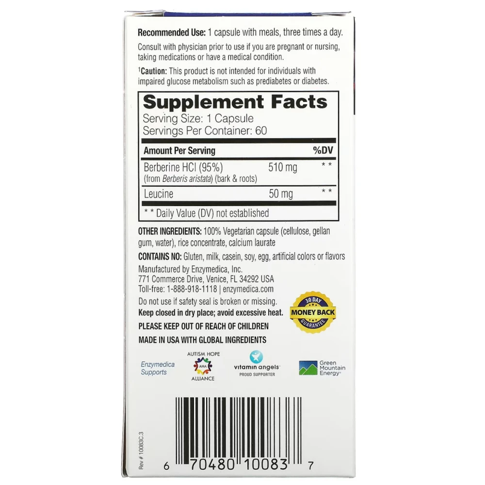 Enzymedica Berberine for Blood Sugar Metabolism